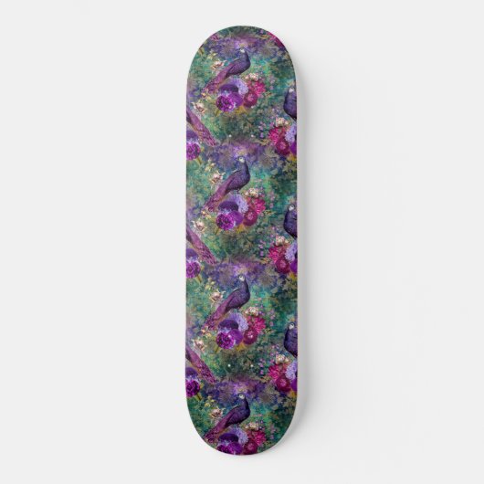 Girly Peacock Pink Paars Fantasy Skateboard (Voorkant)