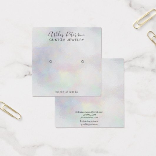 Girly pearl nacre ombre stud earing display vierkante visitekaartjes (Kantoor)