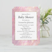 Girly Pearl Pink Blush Baby shower Kaart (Staand voorkant)