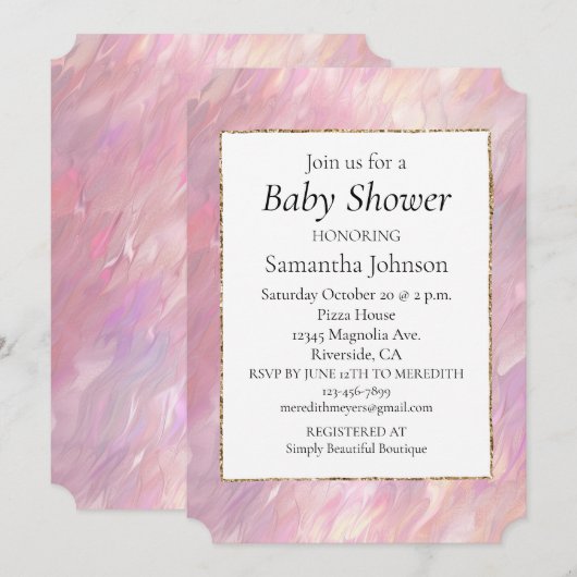Girly Pearl Pink Blush Baby shower Kaart (Voorkant / Achterkant)