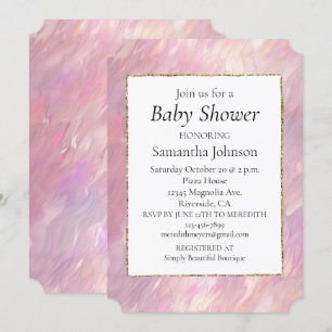 Girly Pearl Pink Blush Baby shower Kaart