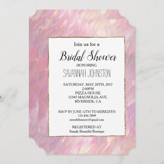 Girly Pearl Pink Kaart (Voorkant / Achterkant)