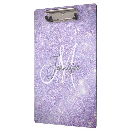 Girly Periwinkle Blue Glitter Blush Monogram name Klembord (Links)
