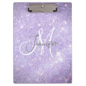 Girly Periwinkle Blue Glitter Blush Monogram name Klembord (Voorkant)
