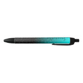 Girly Personalized Aqua Black Ombre Glitter Blauwe Inkt Pen (Bodem)