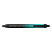 Girly Personalized Aqua Black Ombre Glitter Blauwe Inkt Pen (Achterkant)