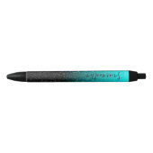 Girly Personalized Aqua Black Ombre Glitter Blauwe Inkt Pen (Voorkant)