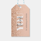 Girly perzik grijs glitter modern dankfeest cadeaulabel (Voorkant)