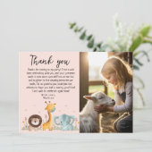 Girly Photo Party Wilde dieren Verjaardag Bedankkaart (Staand voorkant)