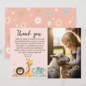 Girly Photo Party Wilde dieren Verjaardag Bedankkaart (Voorkant / Achterkant)