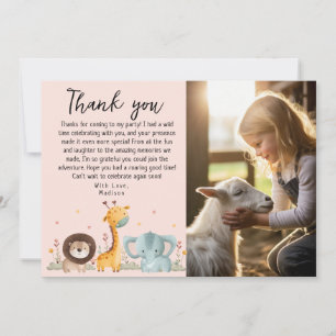 Girly Photo Party Wilde dieren Verjaardag Bedankkaart