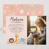 Girly Photo Party Wilde dieren Verjaardag Kaart (Voorkant / Achterkant)