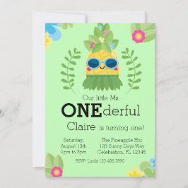 Girly Pineapple mevrouw Onederful First Invitation Kaart