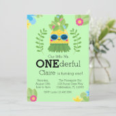 Girly Pineapple mevrouw Onederful First Invitation Kaart (Staand voorkant)