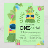 Girly Pineapple mevrouw Onederful First Invitation Kaart (Voorkant / Achterkant)