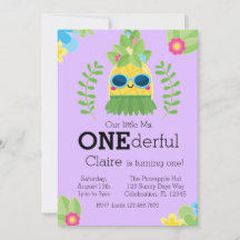 Girly Pineapple mevrouw Onederful First Invitation
