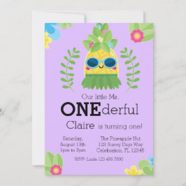 Girly Pineapple mevrouw Onederful First Invitation Kaart