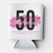 Girly Pink 50 en Fabulous Waterverf Verjaardag Blikjeskoeler (Voorkant)