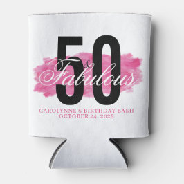 Girly Pink 50 en Fabulous Waterverf Verjaardag Blikjeskoeler