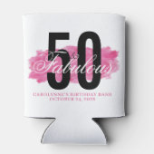 Girly Pink 50 en Fabulous Waterverf Verjaardag Blikjeskoeler (Achterkant)