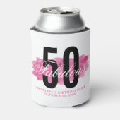 Girly Pink 50 en Fabulous Waterverf Verjaardag Blikjeskoeler (Blikje Achterkant)