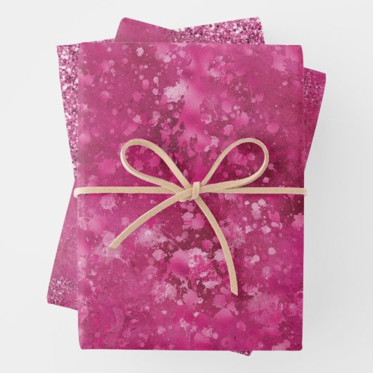 Girly Pink Abstract Glitzy Glam Glitter Inpakpapier Vel (In situ)