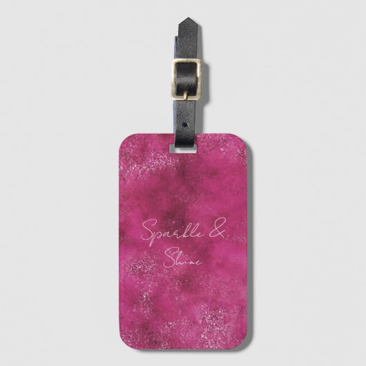 Girly Pink Abstracte Glitz Glam Glitter Bagagelabel (Voorkant (verticaal))