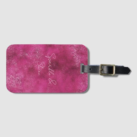 Girly Pink Abstracte Glitz Glam Glitter Bagagelabel (Voorkant (horizontaal))