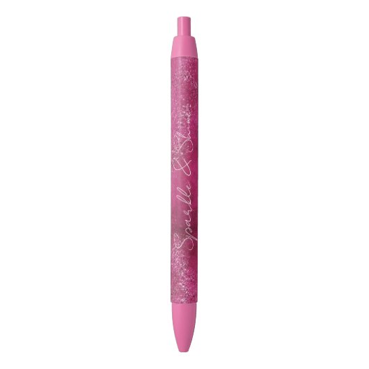 Girly Pink Abstracte Glitz Glam Glitter Zwarte Inkt Pen (Voorkant Verticaal)