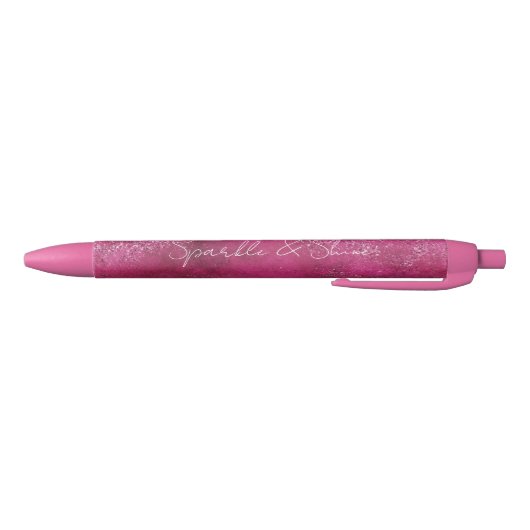 Girly Pink Abstracte Glitz Glam Glitter Zwarte Inkt Pen (Bodem)