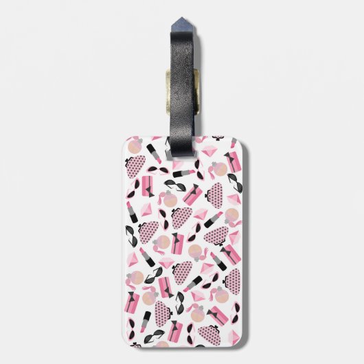 Girly Pink Accessoire Bagagelabel (Achterkant verticaal)