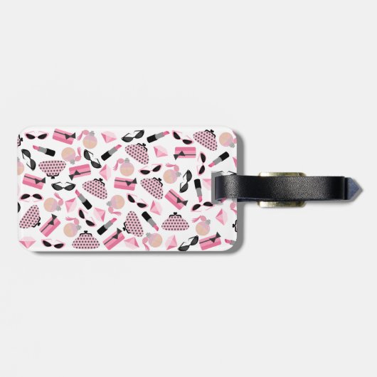 Girly Pink Accessoire Bagagelabel (Achterkant horizontaal)