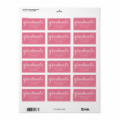 Girly Pink Afstuderen Modern Calligrafie Afstudere Etiket (Full Sheet)