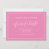 Girly Pink Afstuderen Script 3-foto-Afstuderen Aankondiging (Achterkant)