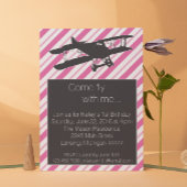Girly Pink Airplane Birthday Invite Kaart