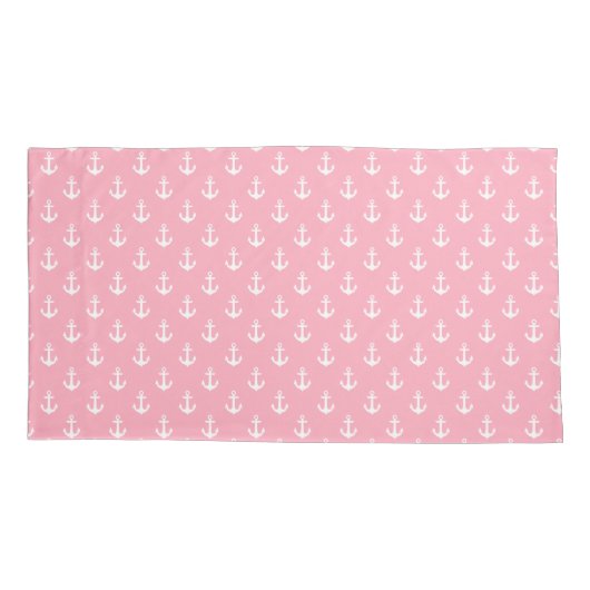 Girly Pink Anchors Pattern Kussensloop (Achterkant)