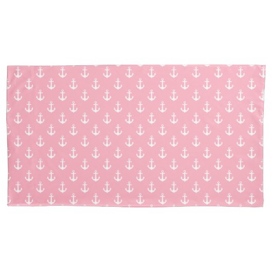 Girly Pink Anchors Pattern Kussensloop (Voorkant)