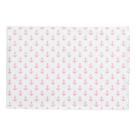 Girly Pink Anchors Pattern Kussensloop (Achterkant)