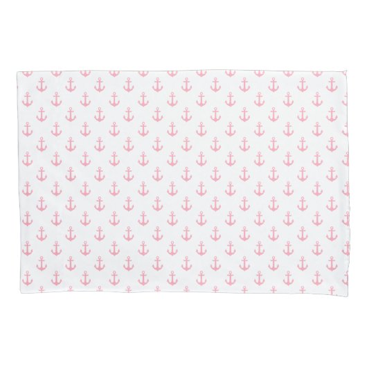 Girly Pink Anchors Pattern Kussensloop (Voorkant)