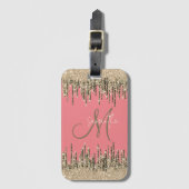 Girly Pink and Gold Icecream Drielogramnaam Bagagelabel (Voorkant (verticaal))