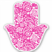 Girly Pink and White Hand of Fatima Sticker (Voorkant)