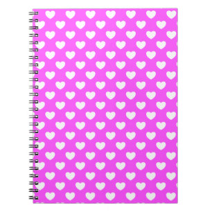 Girly Pink and White Hearts Polka Dot Pattern Notitieboek