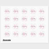 Girly Pink and White Polka Dot Personalized 16 Ronde Sticker (Vel)