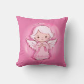 Girly Pink Angel met naam | Kinder Rugtas Kussen (Voorkant)