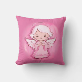 Girly Pink Angel met naam | Kinder Rugtas Kussen