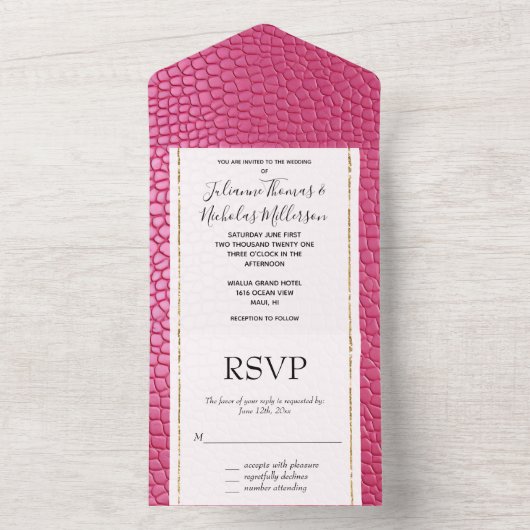 Girly Pink Animal All In One Uitnodiging (Binnen)