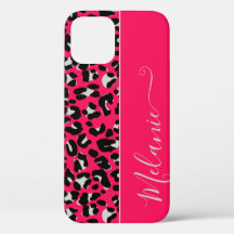 Girly Pink Animal Print Patroon Aangepaste Naam St