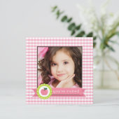 Girly Pink Apple Birthday Party Kaart (Staand voorkant)