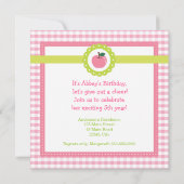 Girly Pink Apple Birthday Party Kaart (Achterkant)