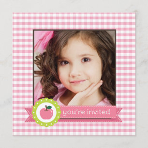 Girly Pink Apple Birthday Party Kaart